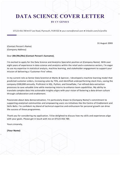 Cover Letter Sample Data Science