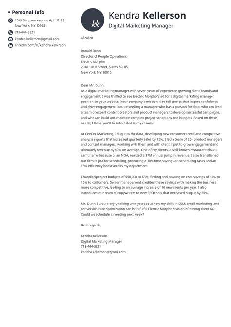Cover Letter Sample Digital Marketing