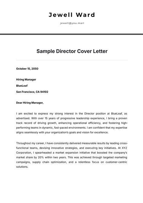 Cover Letter Sample Director