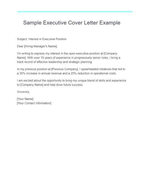 Cover Letter Sample Executive