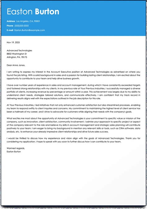 Cover Letter Sample Good