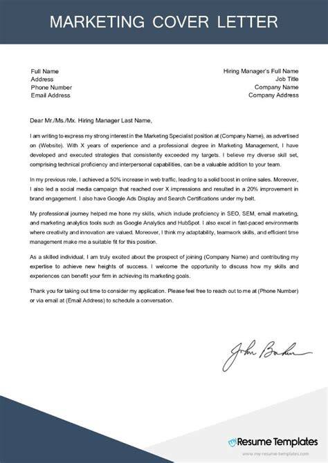 Cover Letter Sample Marketing