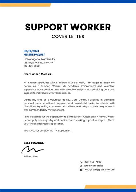 Cover Letter Sample Support Worker