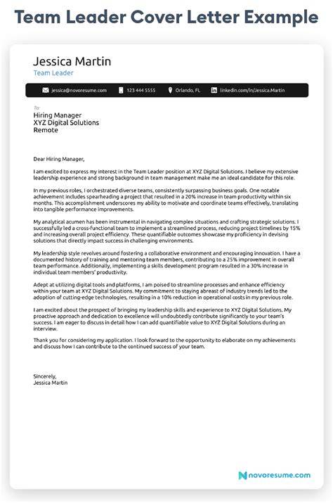 Cover Letter Sample Team Leader