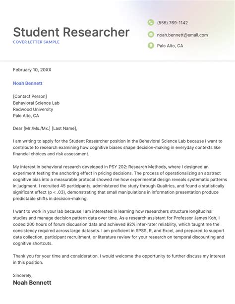 Cover Letter Sample University Student