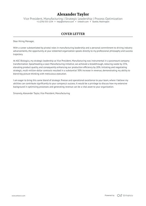 Cover Letter Sample Vice President