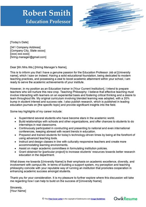 Cover Letter Samples Education