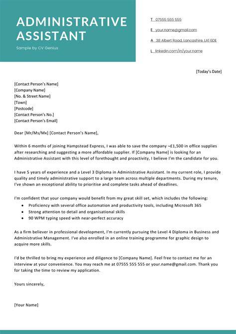 Cover Letter Samples For Administrative Assistant
