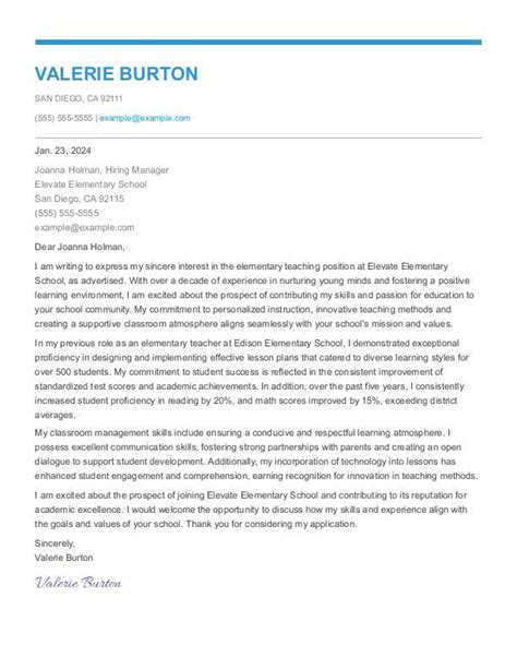 Cover Letter Teacher No Experience Sample