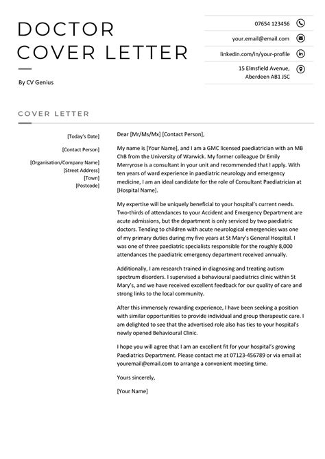 Cover Letter Template Doctor