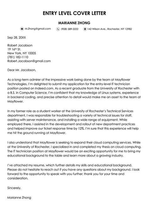 Cover Letter Template Entry Level
