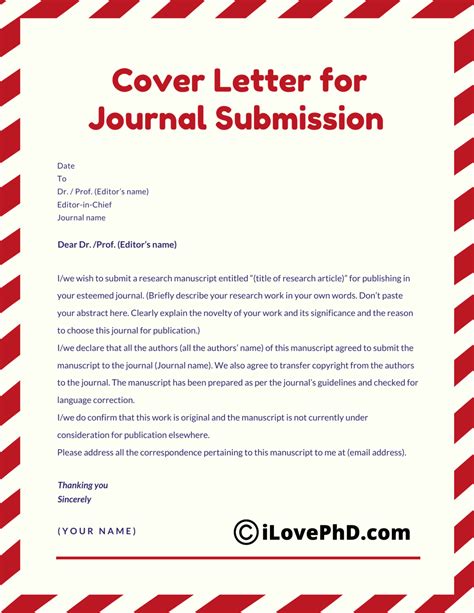 Cover Letter Template For Journal Submission