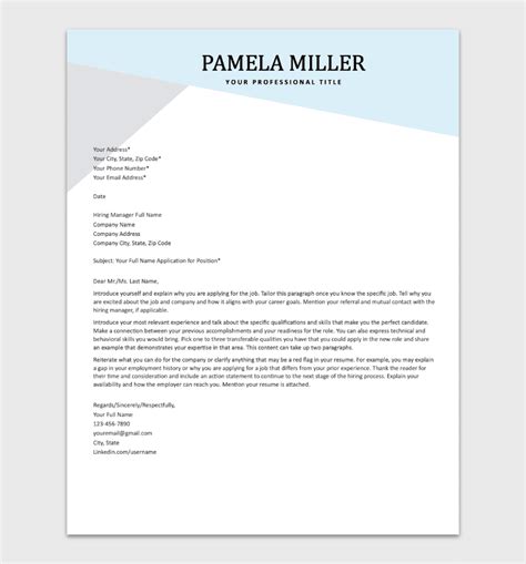 Cover Letter Template Free Pdf