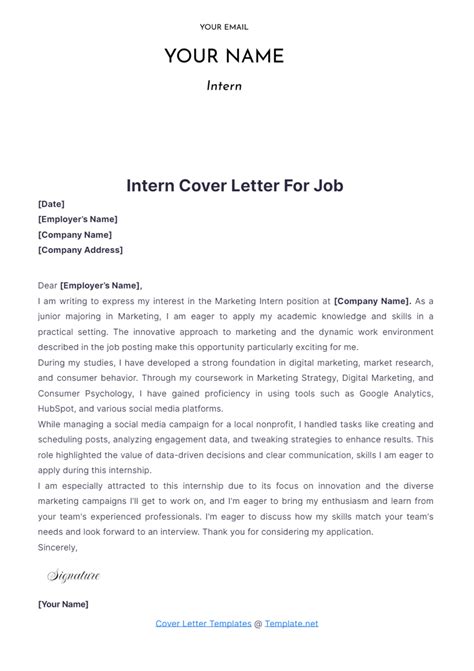 Cover Letter Template Intern