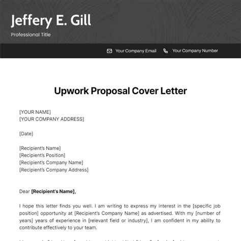 Cover Letter Template Upwork