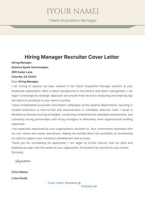 Cover Letter To Hiring Manager
