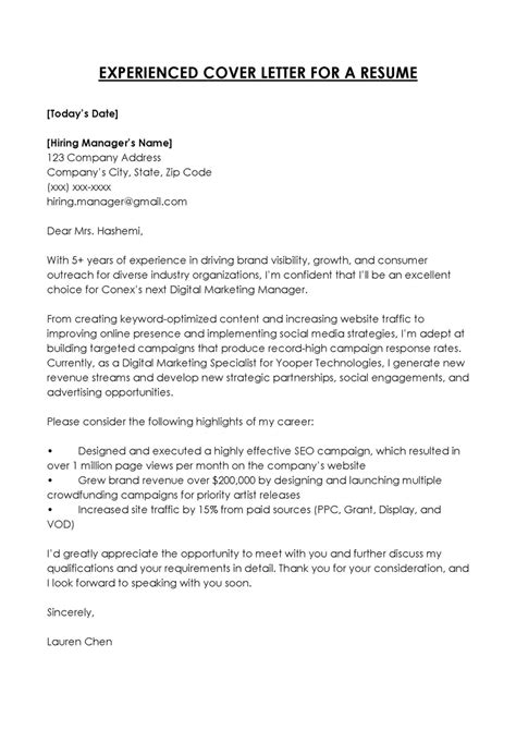 Cover Letters Using Resume