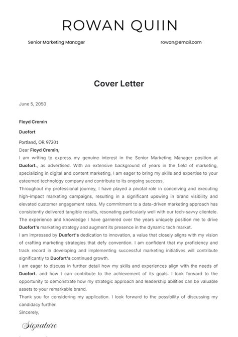 Cover Lettter Format
