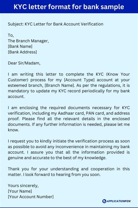 Covering Letter Format For Kyc