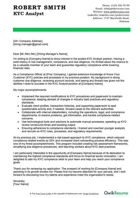 Covering Letter Format For Kyc Submission
