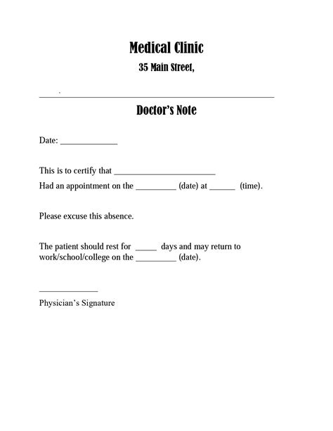 Covid Doctors Note For Work Template