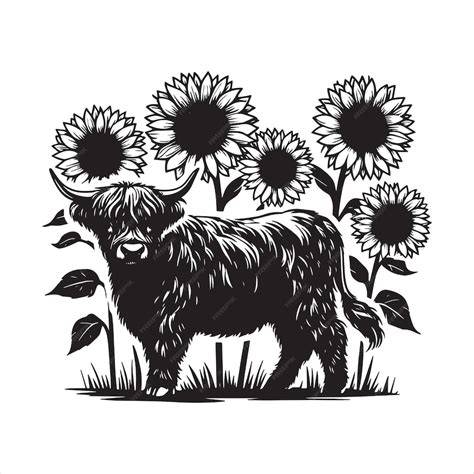 Embrace Summer's Charm with a Stunning Cow and Sunflowers SVG: Add Whimsicality to Your Designs!