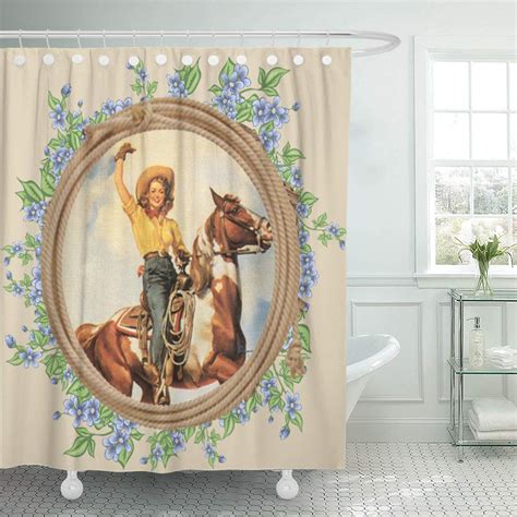 Buy Western Cowboy Shower Curtain, American Texas Style Country Light on Wooden