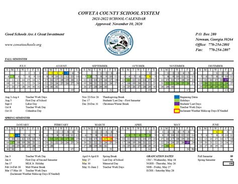 Coweta County Schools Calendar 20212022 & Holidays