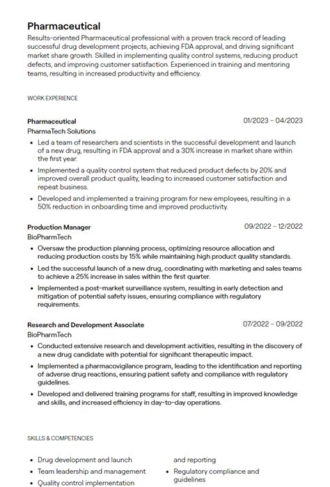 Cra Resume Sample For Pharmaceutical Companies