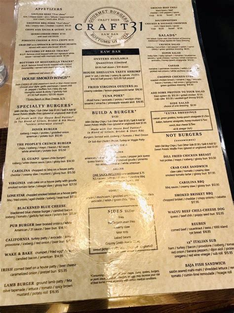 Craft 31 Menu