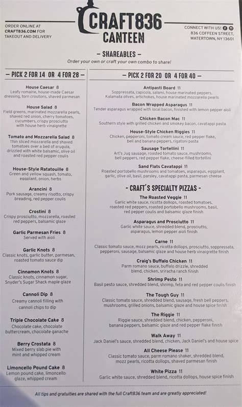 Craft 836 Menu