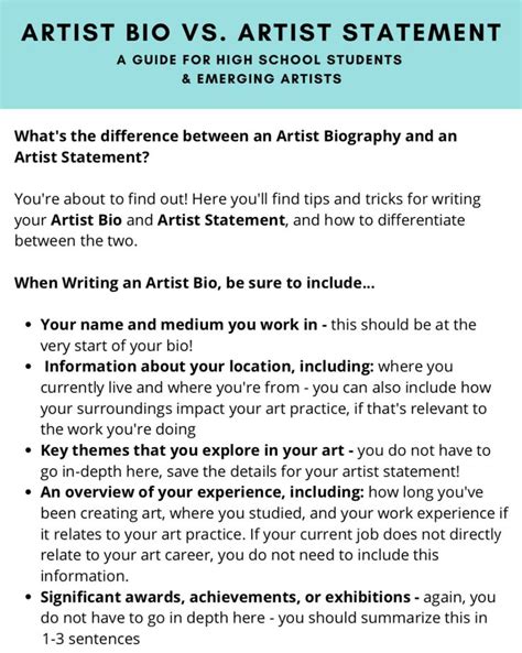 Crafting a Stellar Artist Bio and Statement