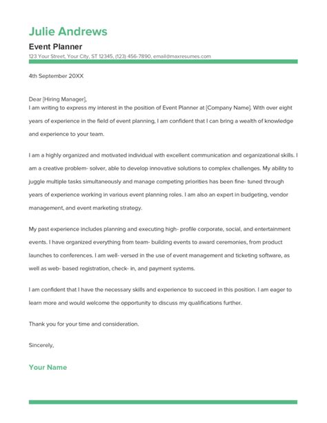 Crafting the Perfect Event Planner Cover Letter Introduction