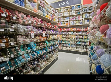 A colorful and well-stocked crafts store interior