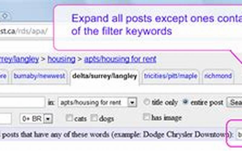 Craigslist Search Filters