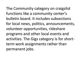 Craigslist Community Corner Local Events and Announcements