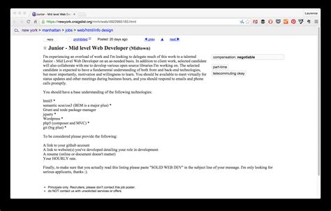 Craigslist for Web Developers Finding Your Dream Web Development Job