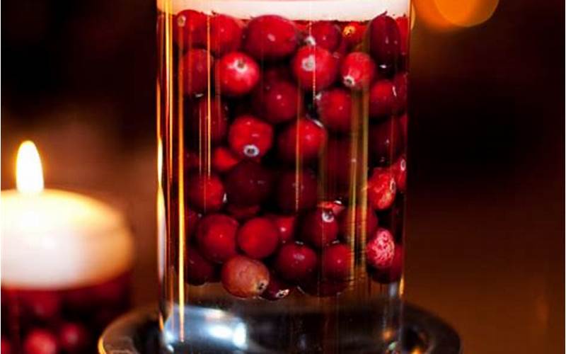 Cranberry And Candle Centerpiece