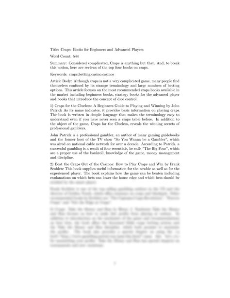 All About Craps Book John Gollehon Gambling Casino Dice Game Beginner's