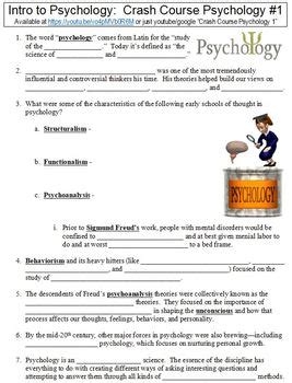 Crash Course Psychology Worksheets