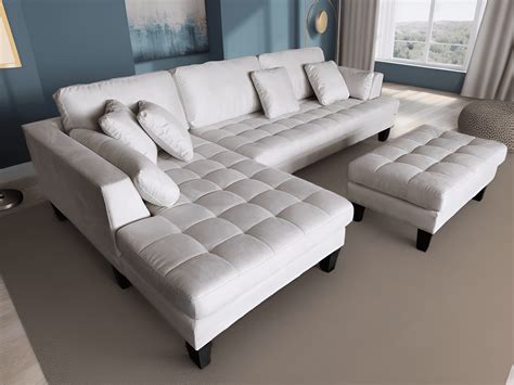 Cream Microfiber Sectional