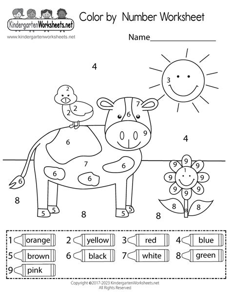 Create A Color By Number Worksheet