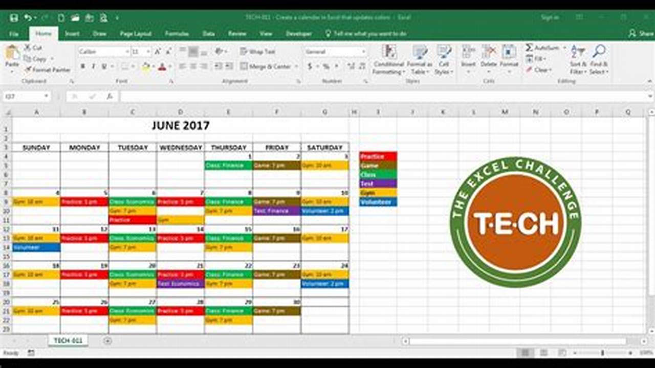 Create Calendar Schedule In Excel