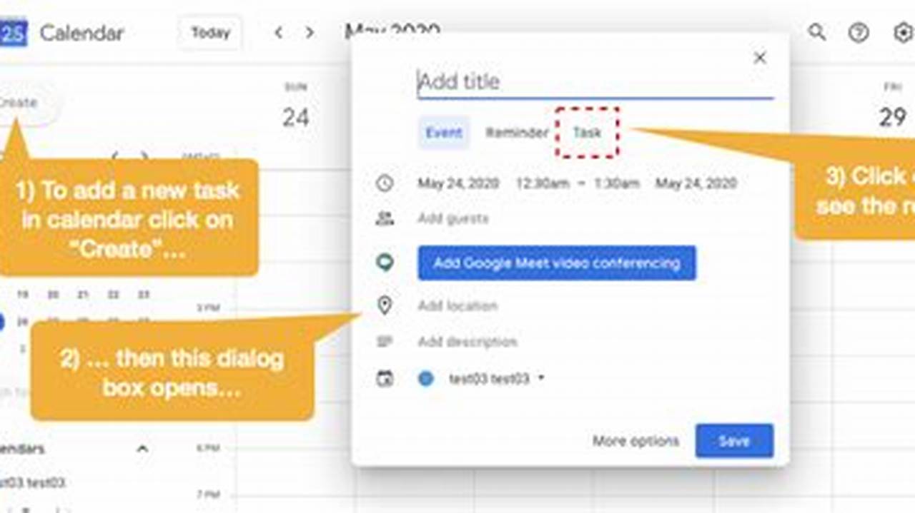 Create Task Google Calendar