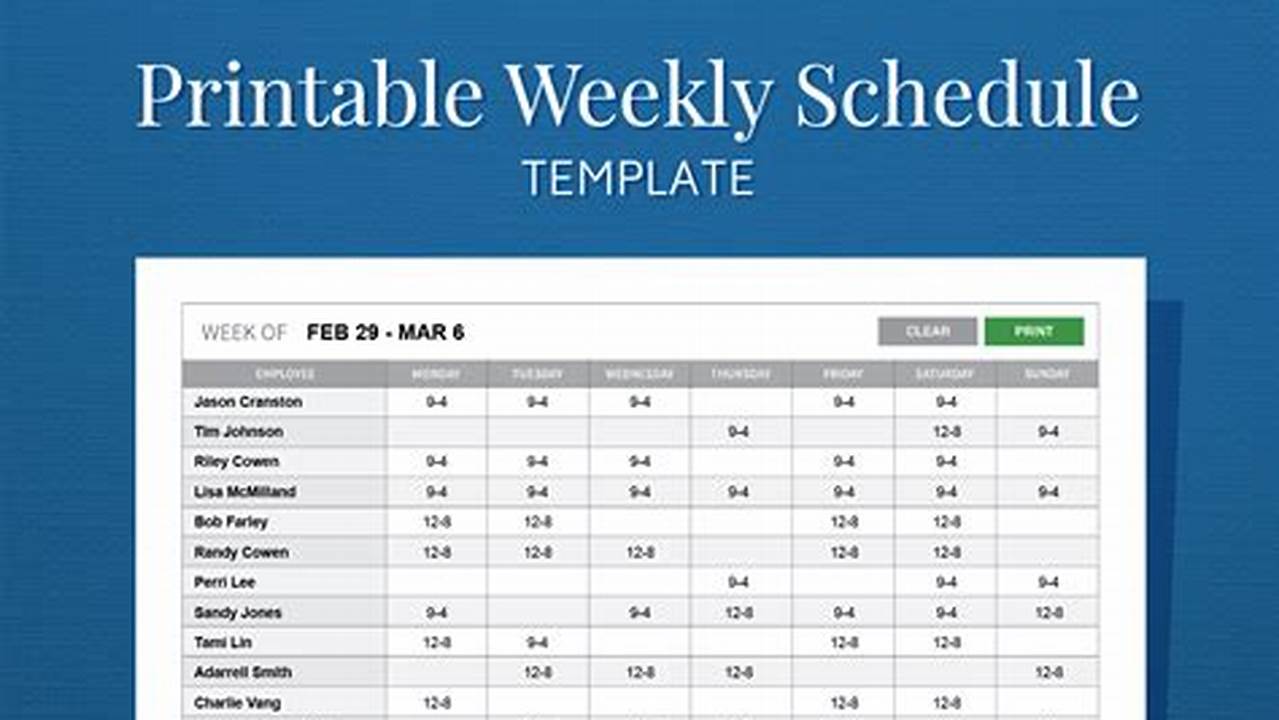 Create Work Calendar Schedule