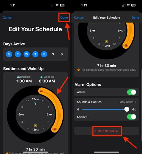 Create, edit or delete sleep schedule on iPhone