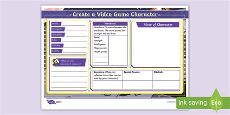 Create A Character Worksheet Ks2