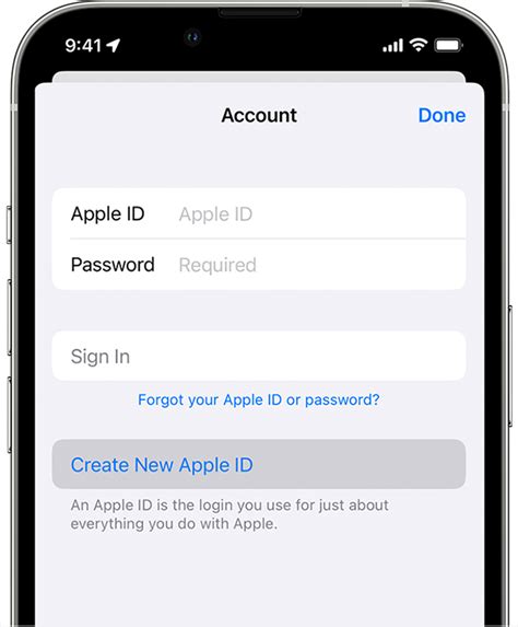 Create Apple Id Button