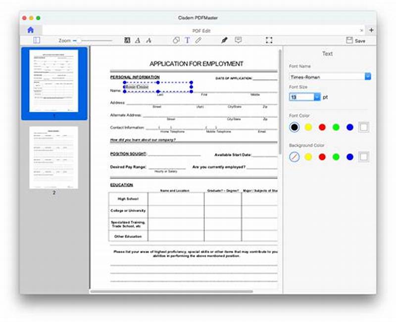 Create Fillable Form
