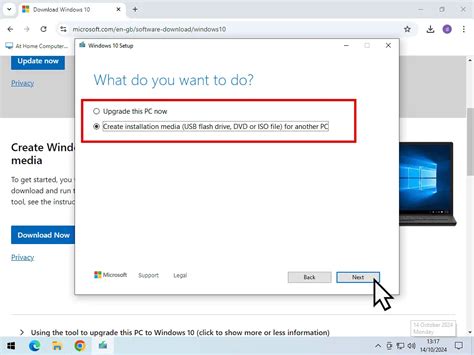 Create Installation Media For Another PC Option